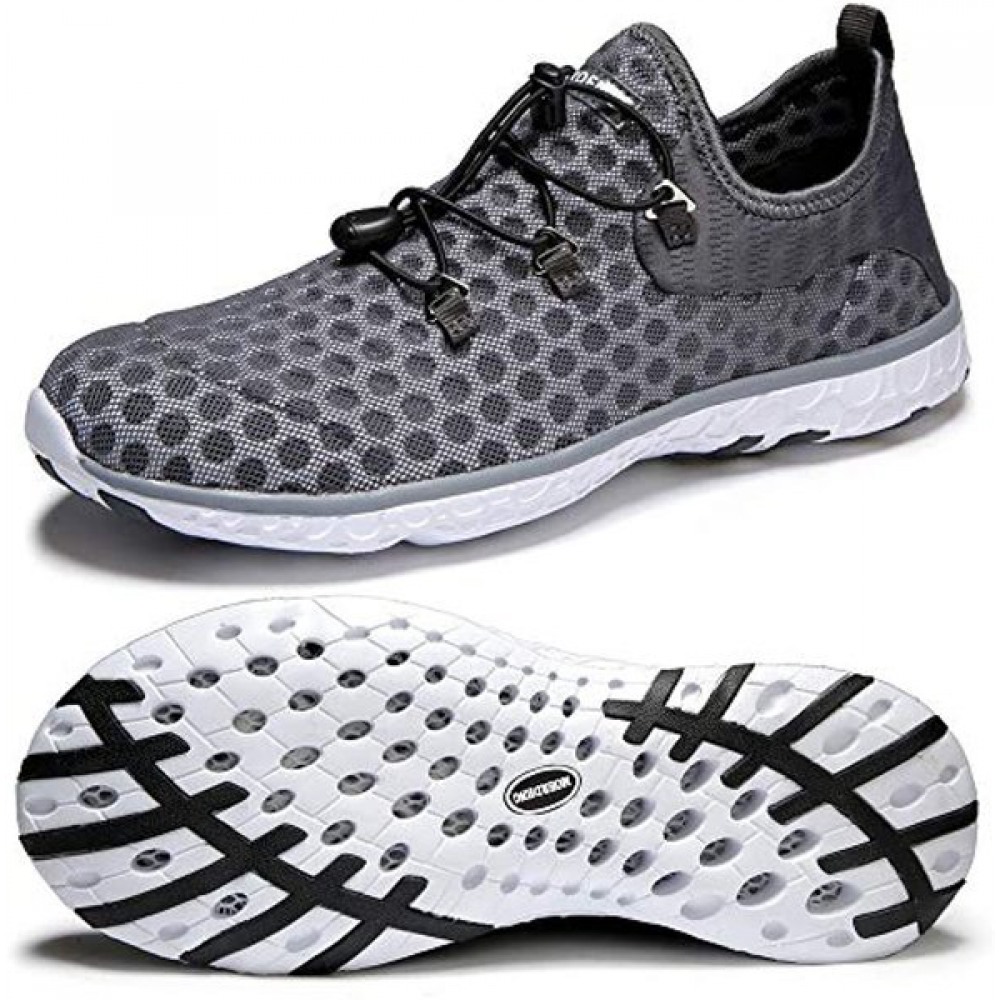 Men's Quick Drying Water Shoes Lightweight Aqua Shoes for Sports Outdoor Beach Pool Dark Grey